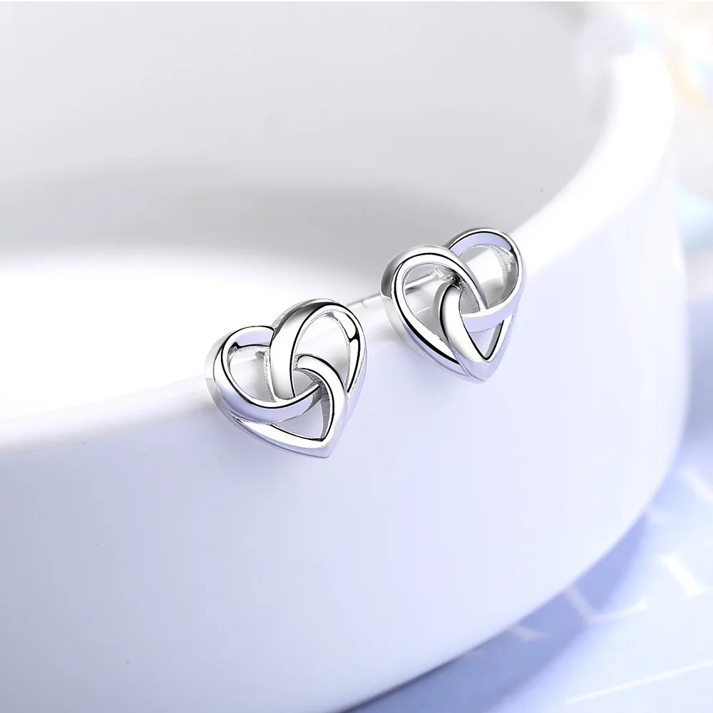 925 Sterling Silver Love Heart Stud Earrings | Elegant Women's Jewelry