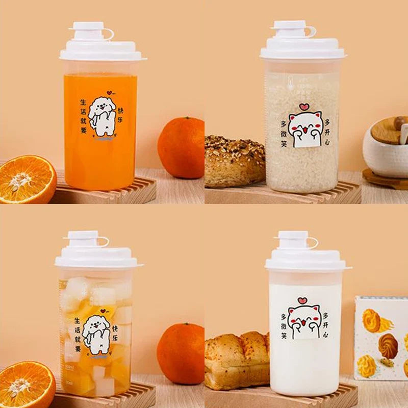 Cartoon Espresso Coffee Cup with Lid | Graduated Plastic Cappuccino Latte Mug for Home Barista