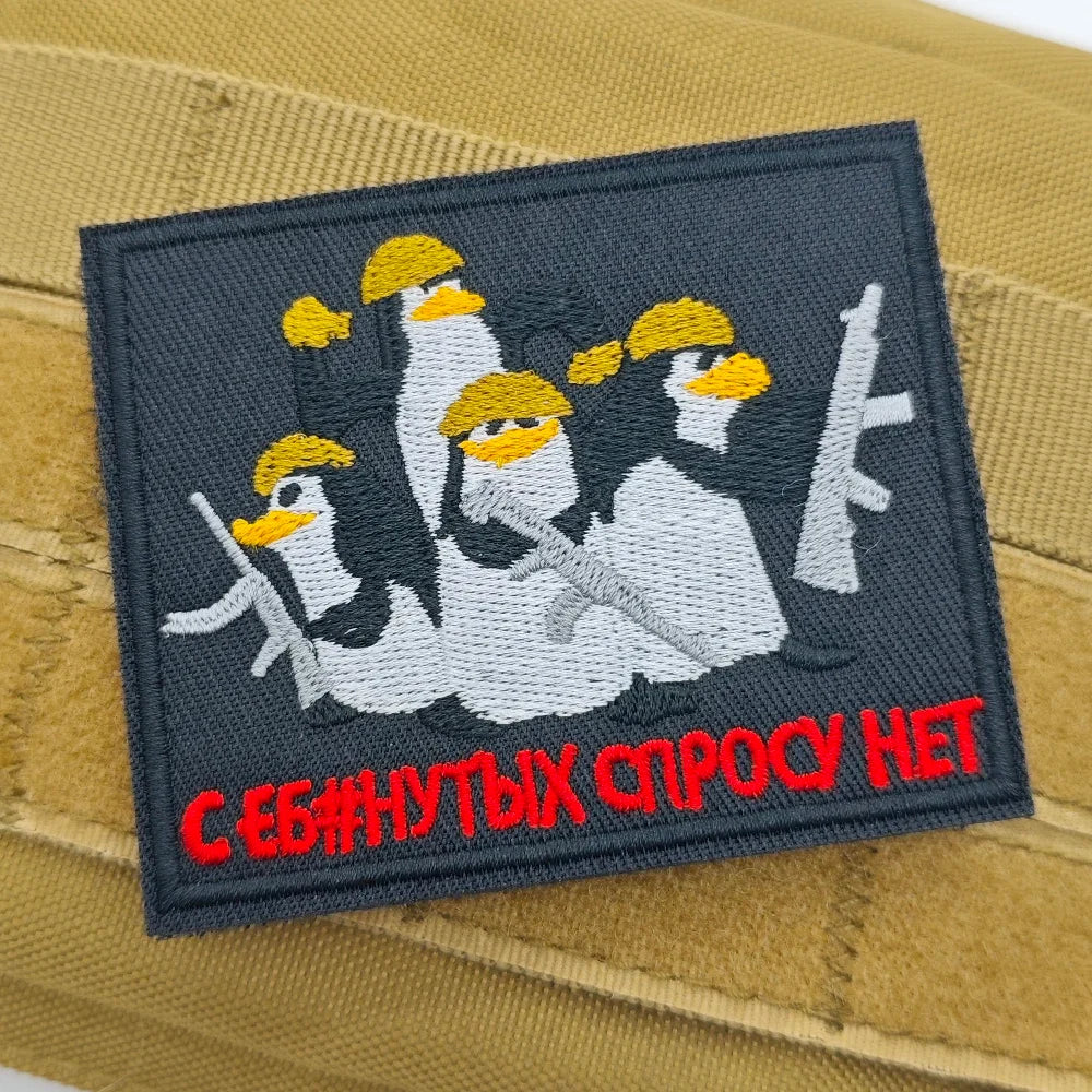 Cartoon Penguin Embroidered Velcro Patch | Cute Tactical Applique for Clothes, Bags, Hats