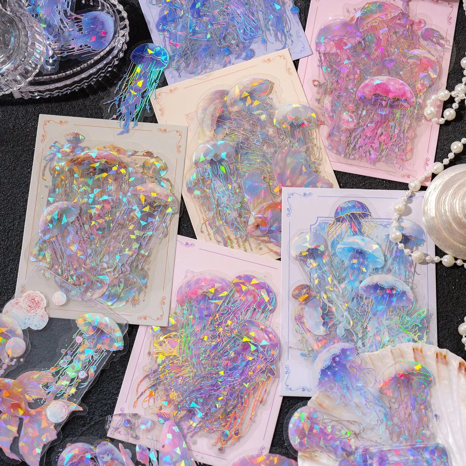 Jellyfish Theme PET Waterproof Stickers | Vintage Ocean Art for Scrapbooking