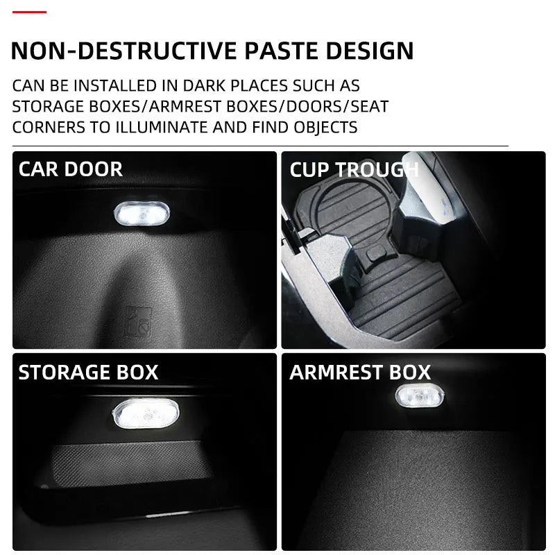 Mini Wireless Car LED Touch Light | Magnetic Induction USB Rechargeable