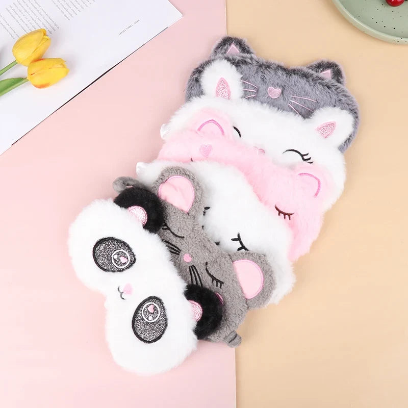 Plush Cat Eye Mask for Sleep | Soft Travel Blindfold