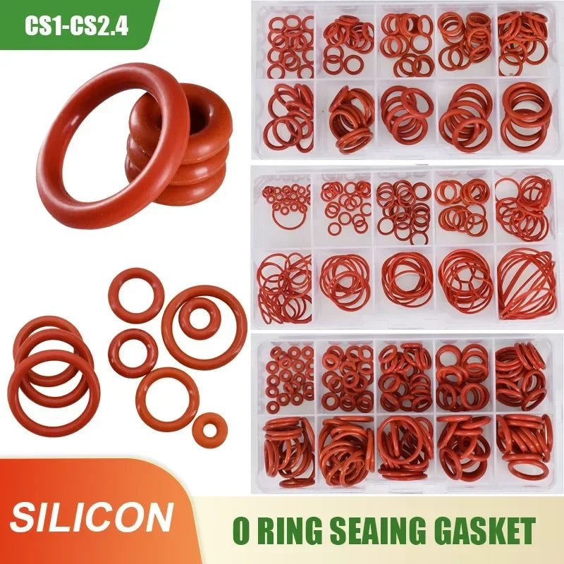 Food Grade Silicone O-Ring Sealing Gasket Set | Red VMQ Rubber Washers for Cookers