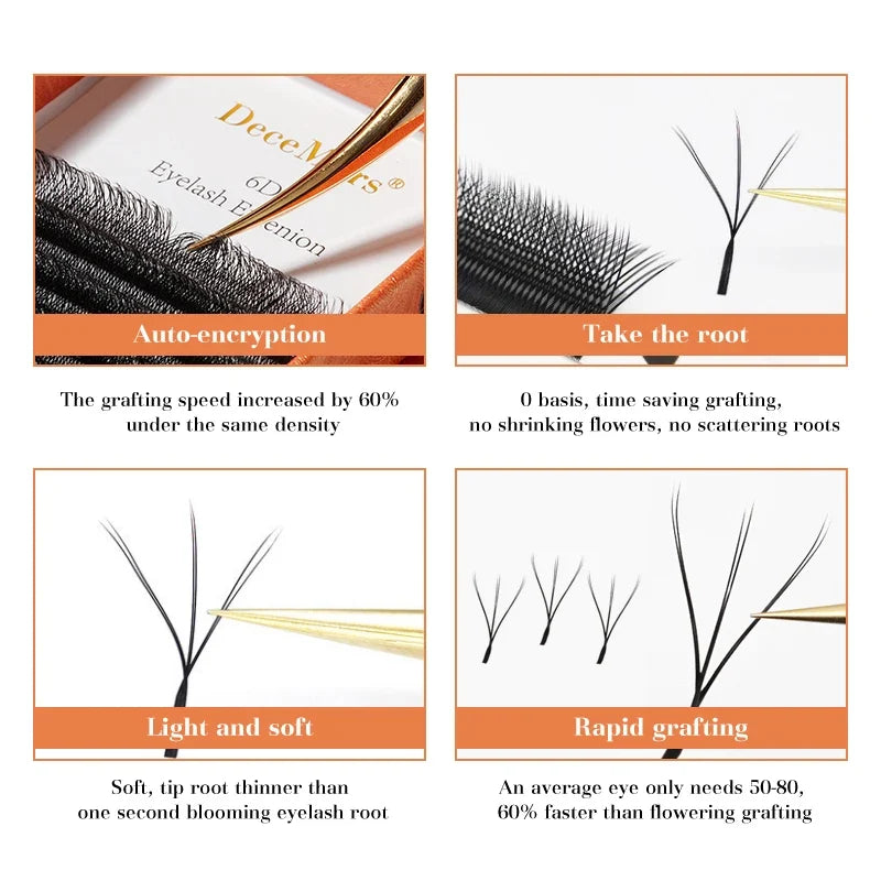 DeceMars 6D-W Shaped Eyelash Extensions | Salon-Grade Volume Lashes