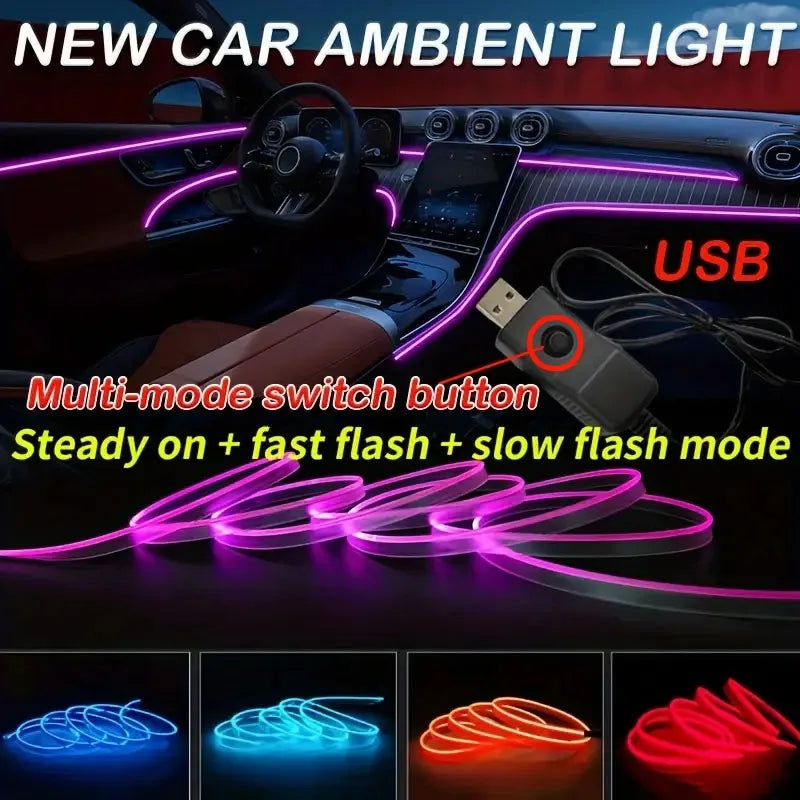 Car Interior EL Wire Neon Strips | Flexible LED Atmosphere Lamp