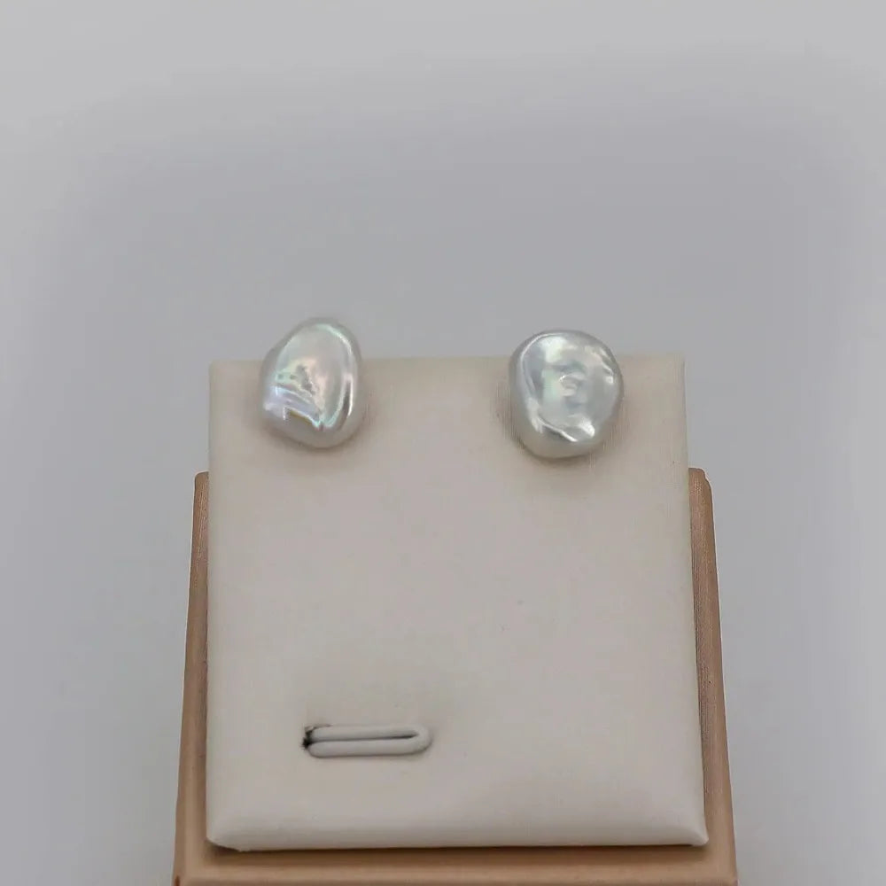 Dainashi 7-8mm Baroque Freshwater Pearl Earrings | S925 Sterling Silver Keshi Pearl Stud Earrings for Women