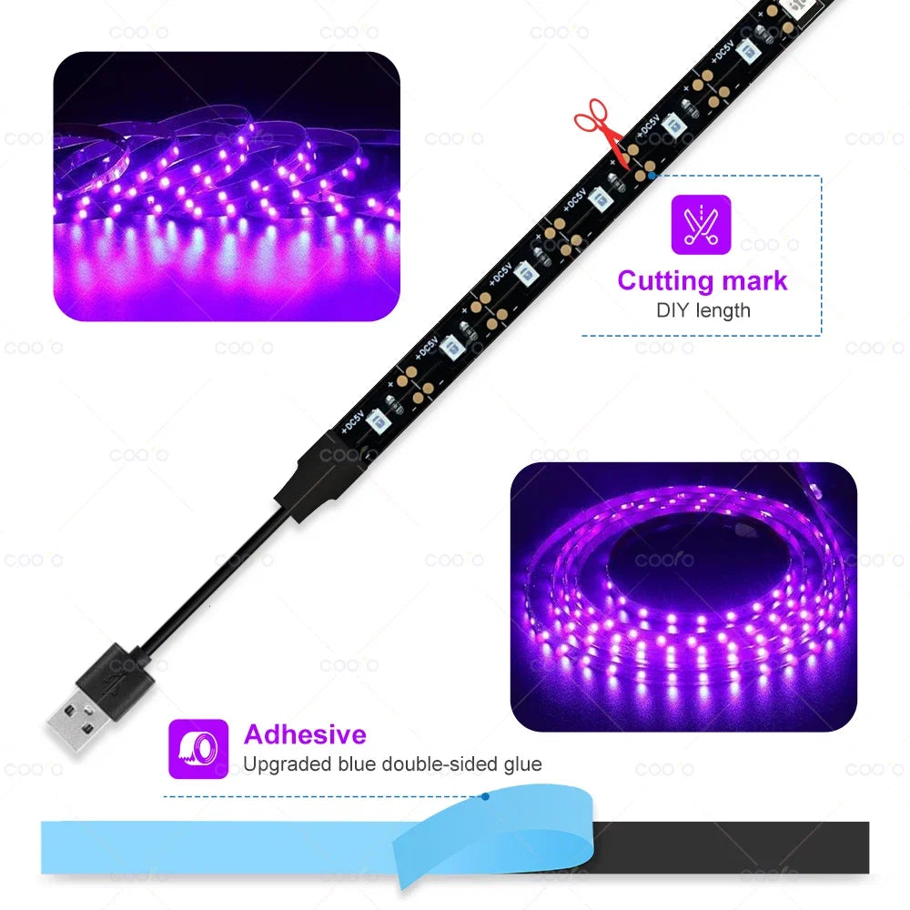 UV LED Light Strip 395-405nm | Flexible Black Light for Glow Party