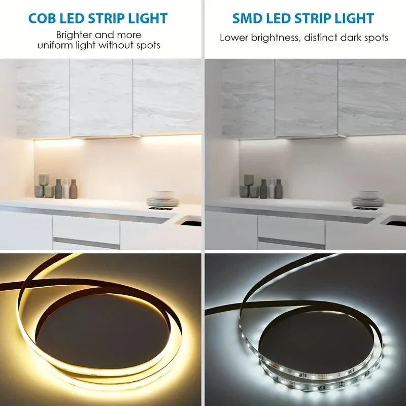 USB 5V COB LED Strip Lights | Dimmable Flexible Ribbon for Home Lighting