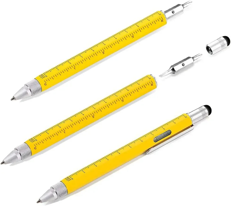 7 in 1 Multifunction Ballpoint Pen | EDC Hand Tool with Ruler Screwdriver Stylus Level