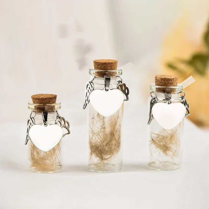 Pet Memorial Keepsake Bottle | Fur Storage with Silver Charms