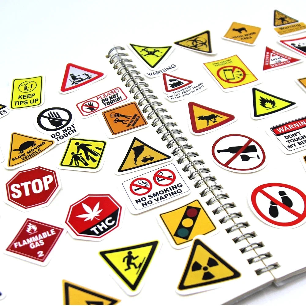 Warning Pattern Sticker Pack | DIY Decals for Skateboards, Laptops, Luggage & More