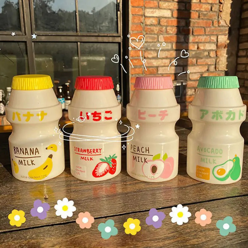 480ml Plastic Cute Yogurt Water Bottle | Yakult Shape Kawaii Milk Carton Shaker
