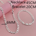 925 Sterling Silver 6mm Cuban Link Necklace and Bracelet Set | Unisex Classic Jewelry