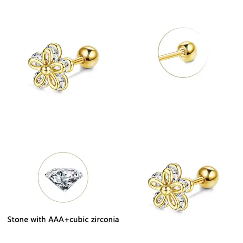 Heart Stud Earrings for Women | Hypoallergenic Screw Back Piercing Jewelry