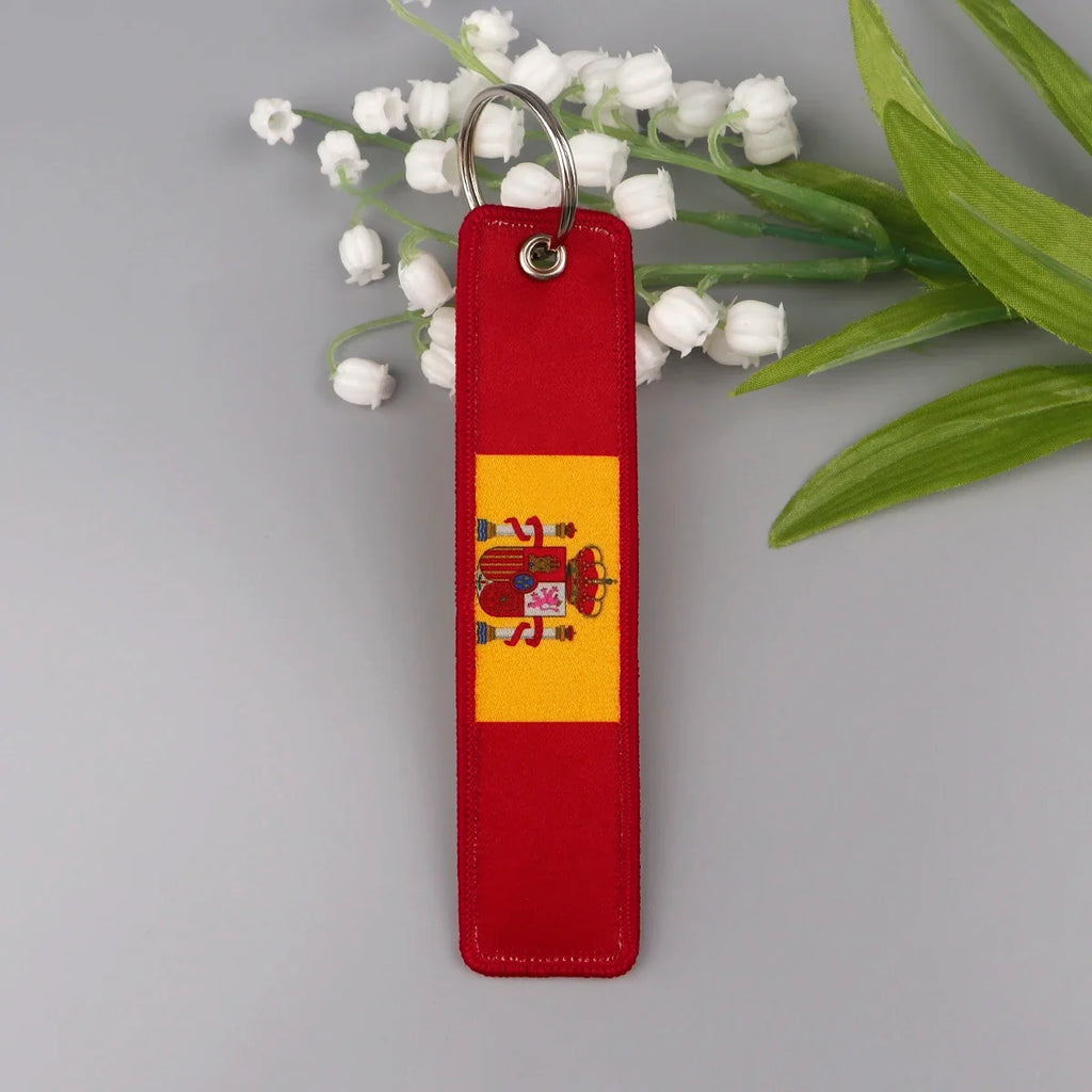 National Flags Embroidered Key Fob | Fashion Keychain Gift for Men and Women