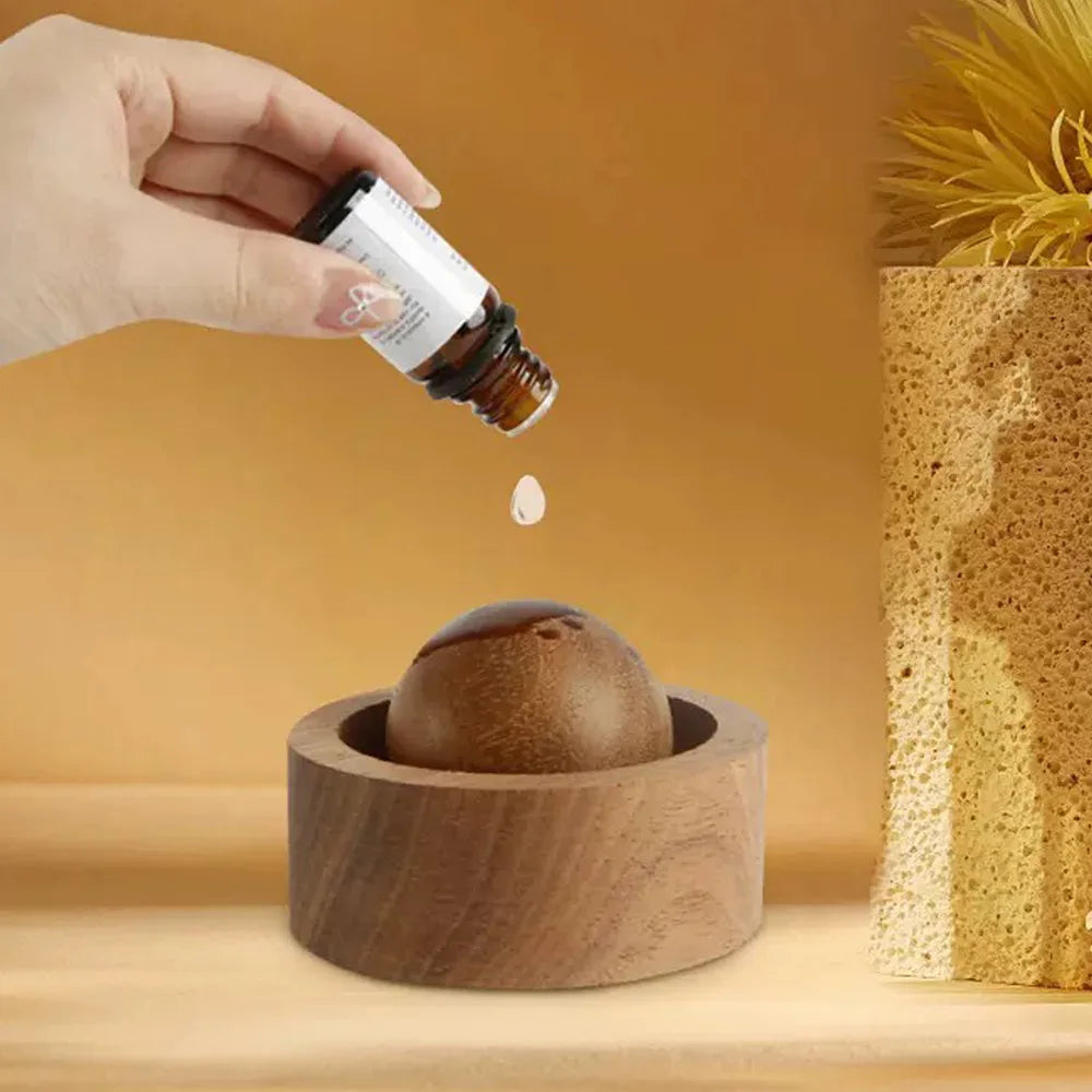 Solid Wood Essential Oil Diffuser Sphere | Natural Aromatherapy Accessory