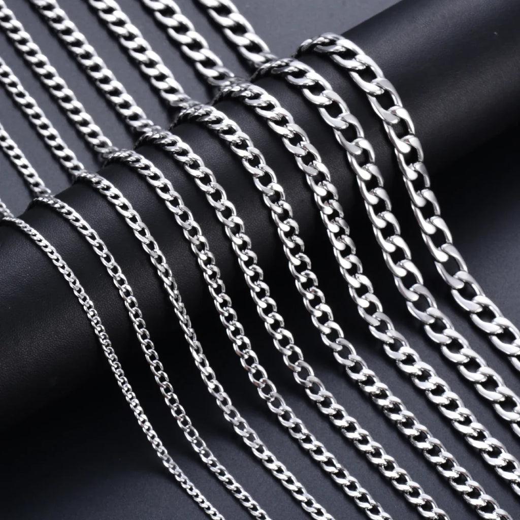 Stainless Steel Curb Cuban Link Chain Necklace | Unisex Punk Choker Jewelry