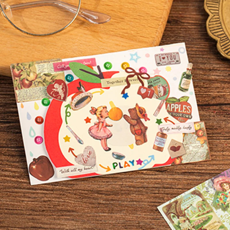 Mr. Paper 30pcs Vintage Sticker Book | Old-Timey Amusement Park Retro Decal Collection for Planners and Journals