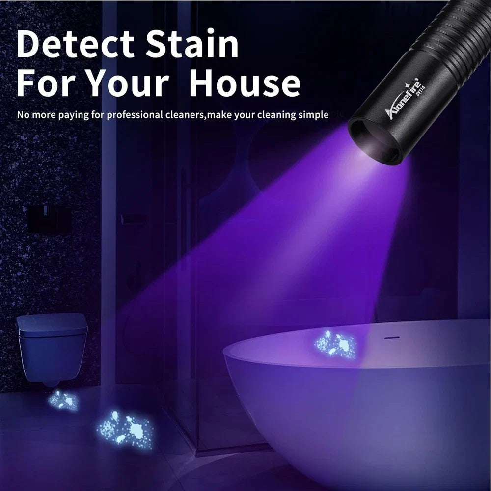 365/395nm UV Flashlight Rechargeable | Mini Ultraviolet Detection Light for Pets, Money, and More