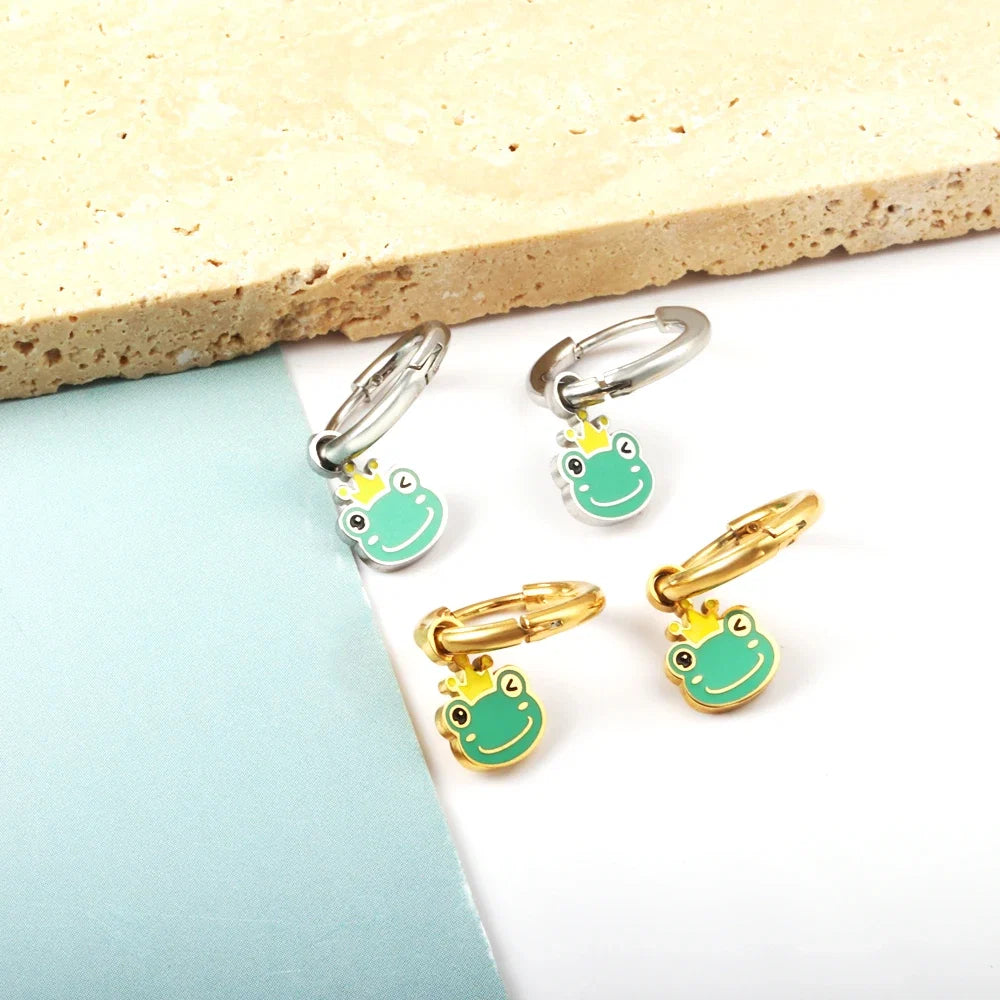 LUXUSTEEL Animal Hoop Earrings | Stainless Steel Drop Earrings for Women