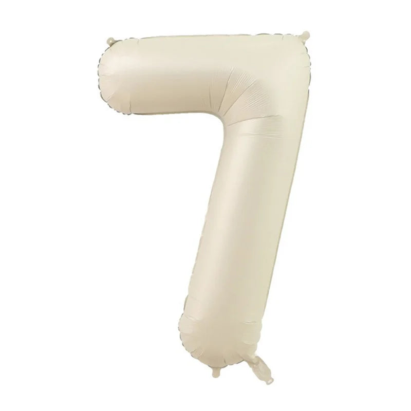 Cream Foil Number Balloons 1-9 Set | Large Digital Birthday Party Decor