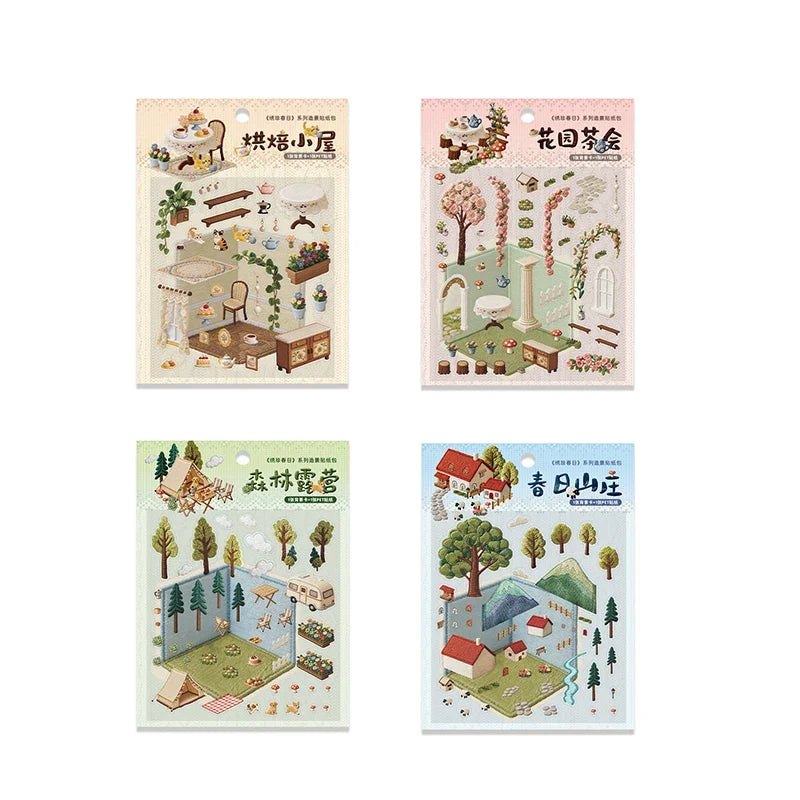 3D Scenery Landscape Stickers | Spring DIY Decals for Junk Journaling