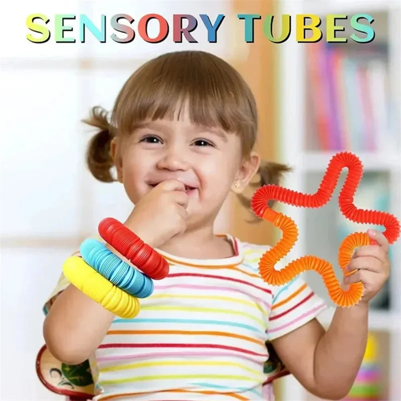 5/10 Pcs Pop Tubes Sensory Fidget Toys for Autism, Anxiety, and Classroom Prizes