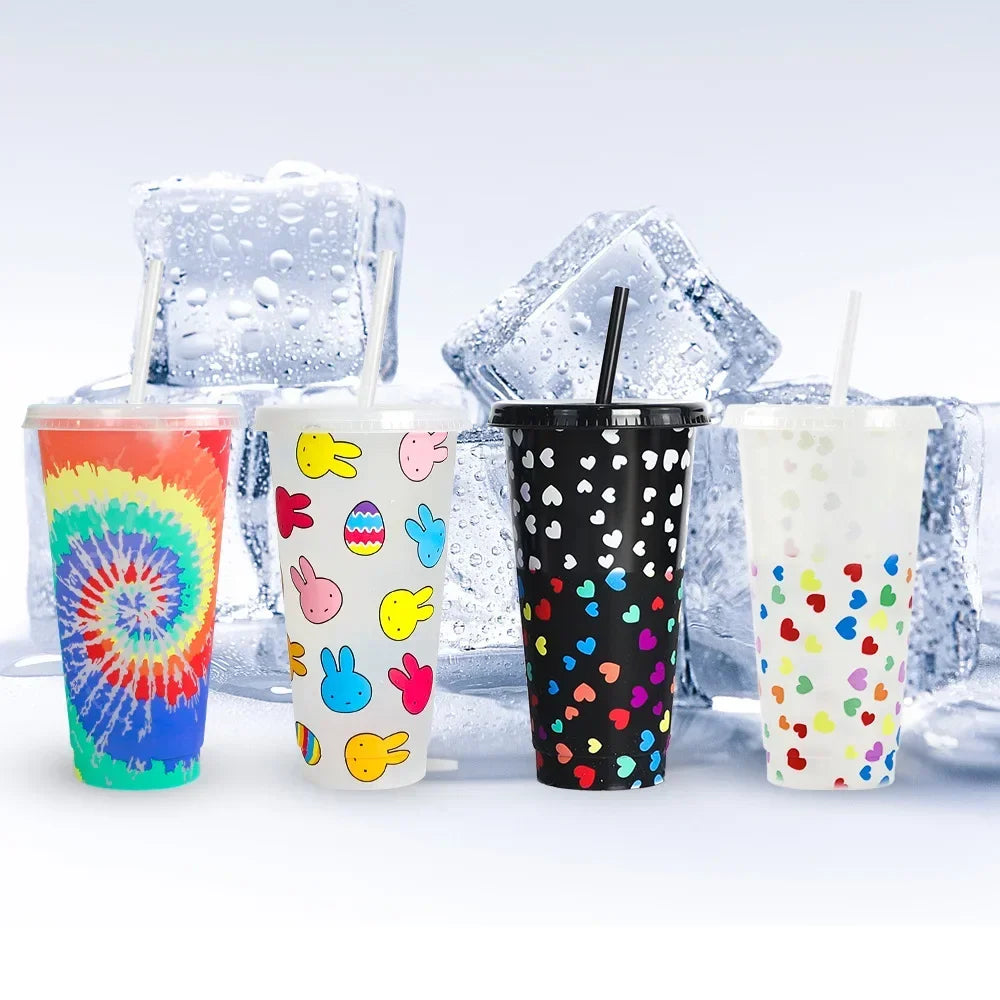 710ml Color Changing Cup with Straw | Reusable Magic Cold Water Bottle