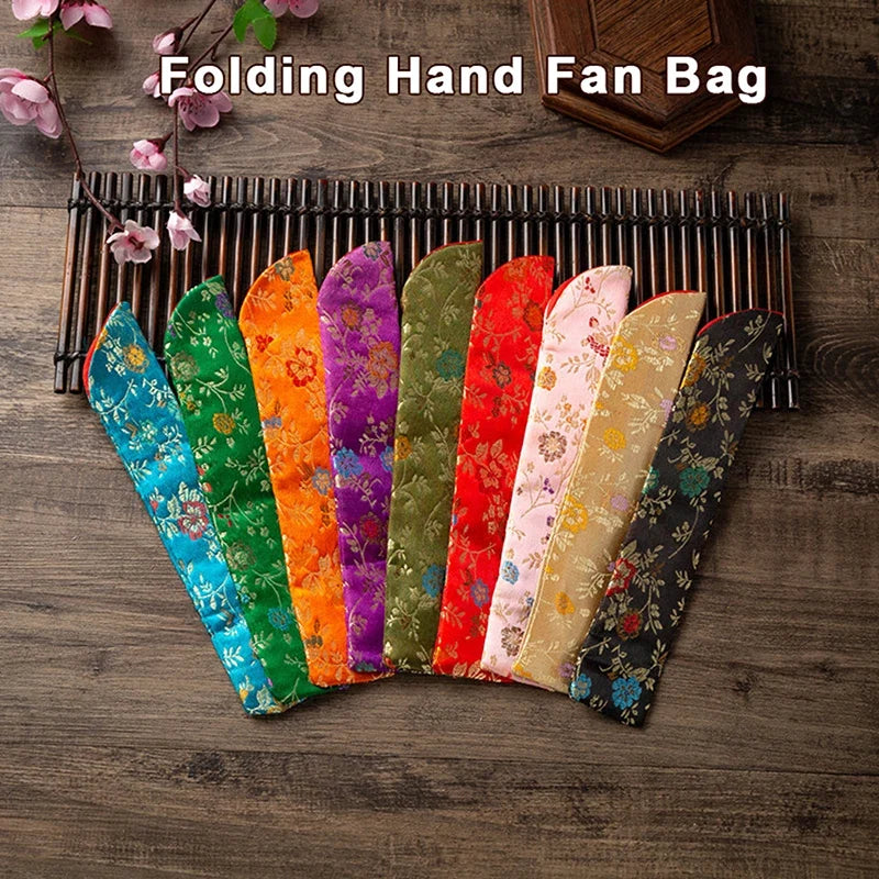 Embroidered Folding Fan Cover Pouch | Silk Fan Protector