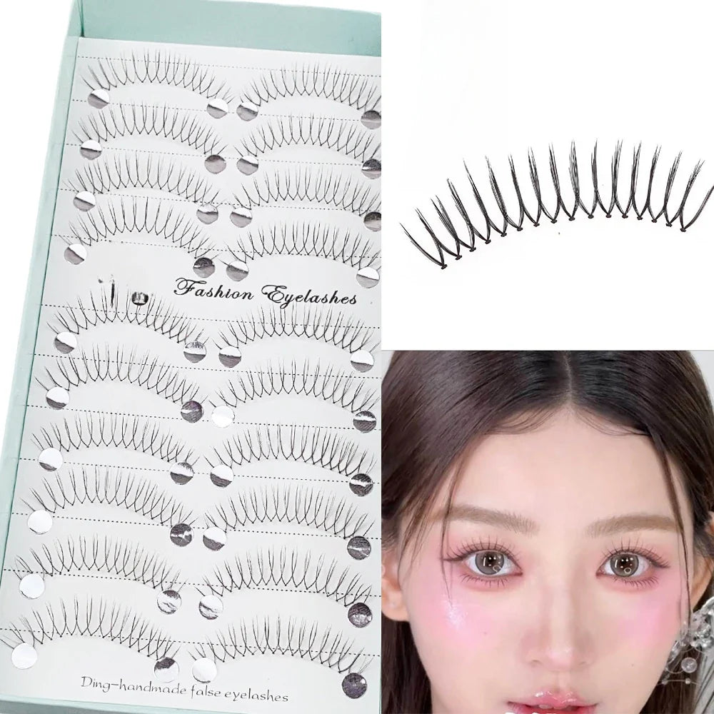Anime Style False Eyelashes 10 Pairs | 11mm C-Shaped Curled DIY Strip Lashes