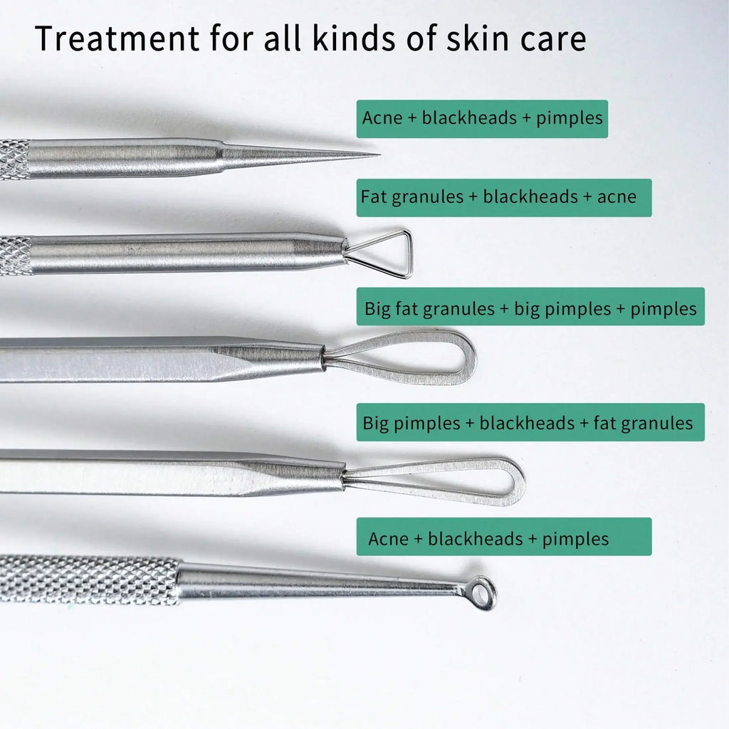 Stainless Steel Blackhead Remover Tool Kit | Professional Facial Cleanser Set with Storage Box