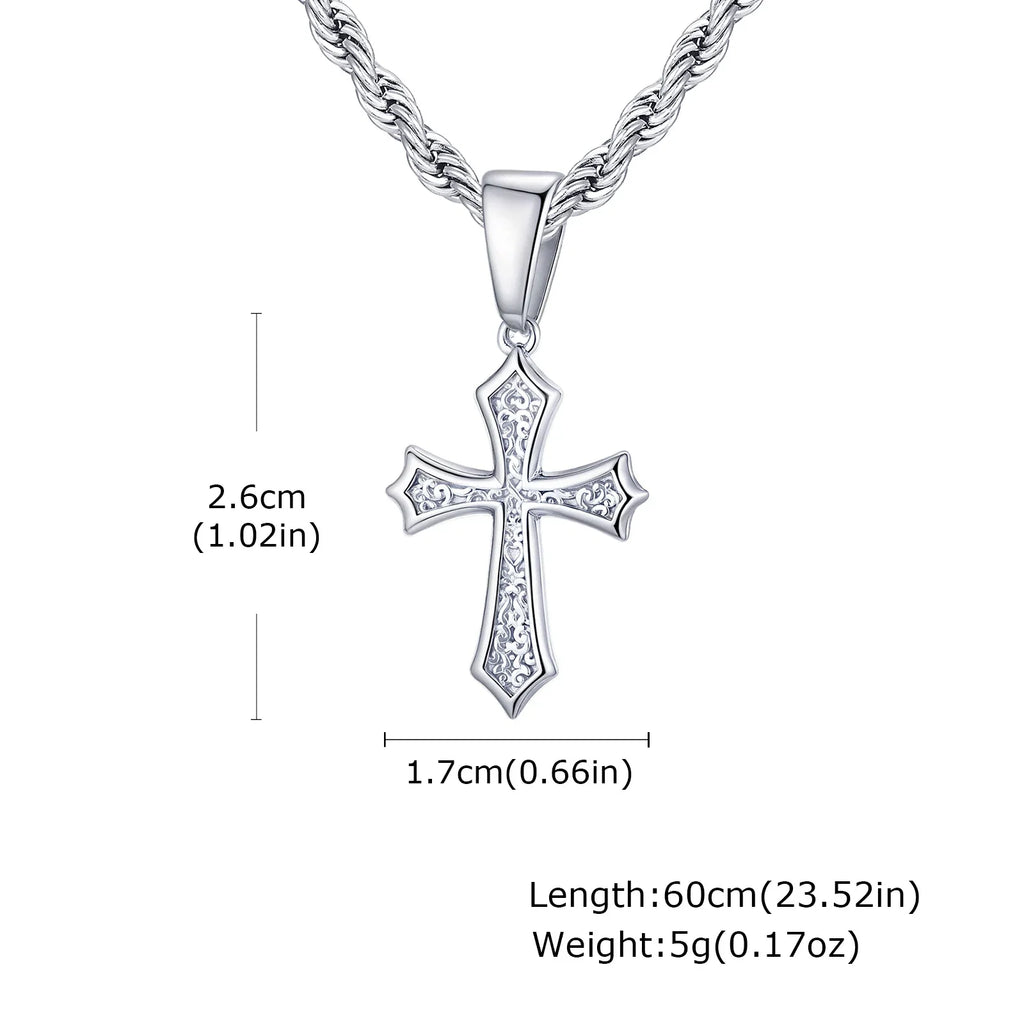 Hip Hop Cross Necklace for Men Women | Stainless Steel Chic Cross Pendant Christian Jewelry