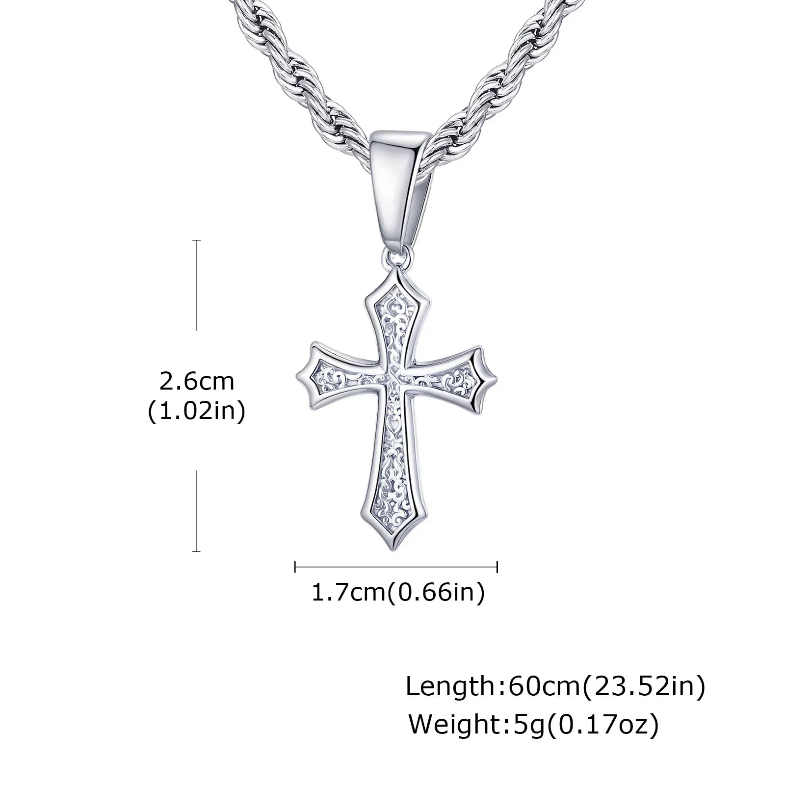 Hip Hop Cross Necklace for Men Women | Stainless Steel Chic Cross Pendant Christian Jewelry