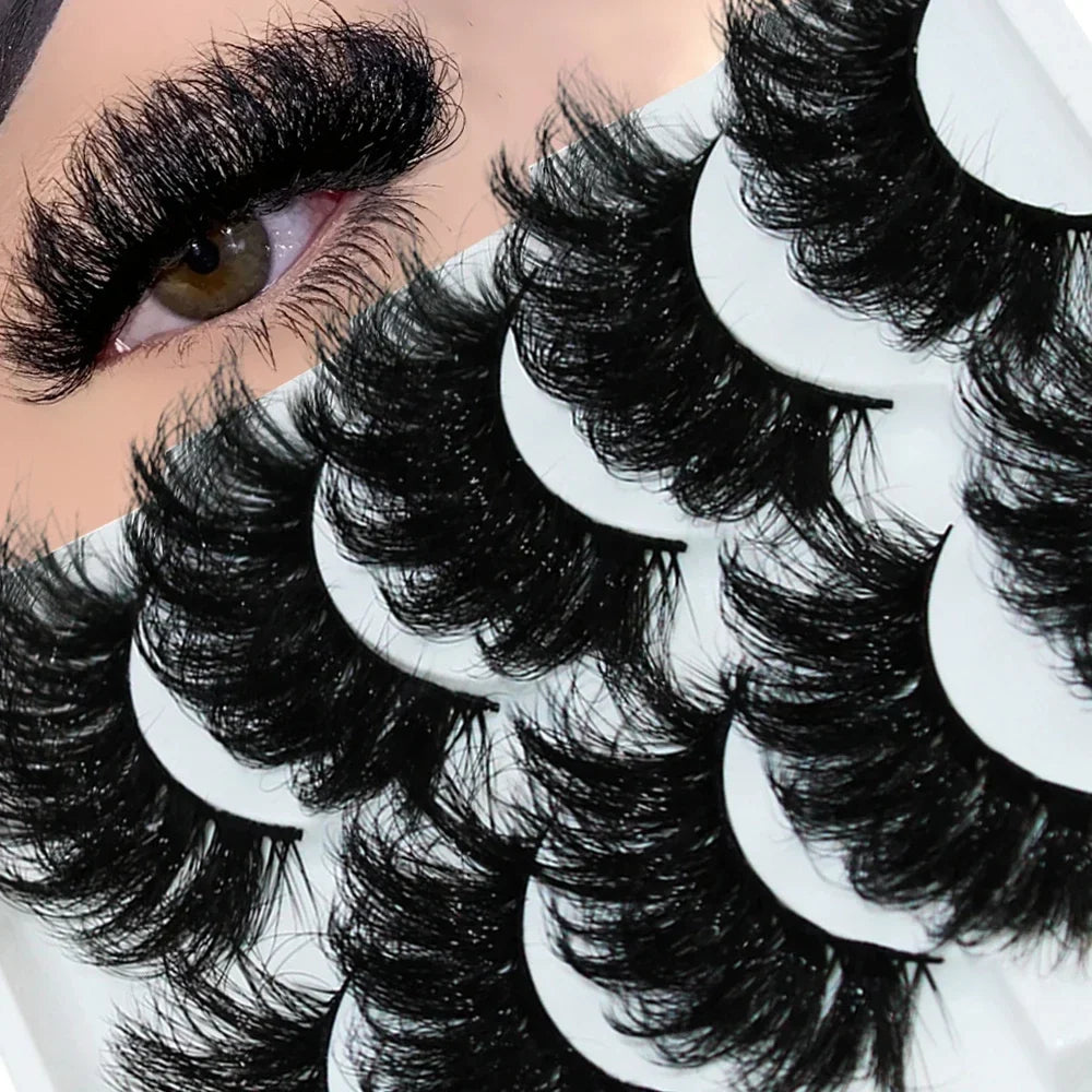 Thick Dramatic Faux Mink Eyelashes | 5 Pairs of Fluffy 3D Lashes for Dramatic Volume