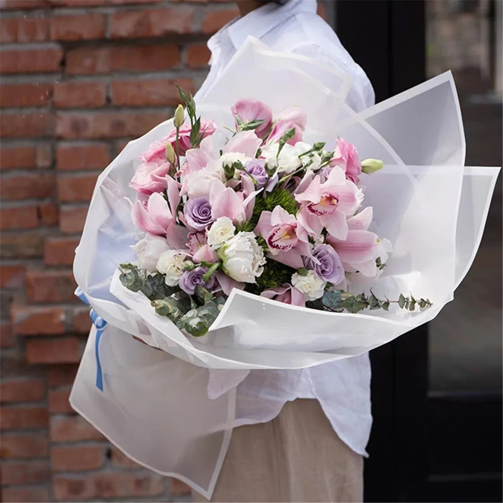 Fog Flower Wrapping Paper 5 Sheets | Korean Style Half Transparent Gift Wrap for Bouquets