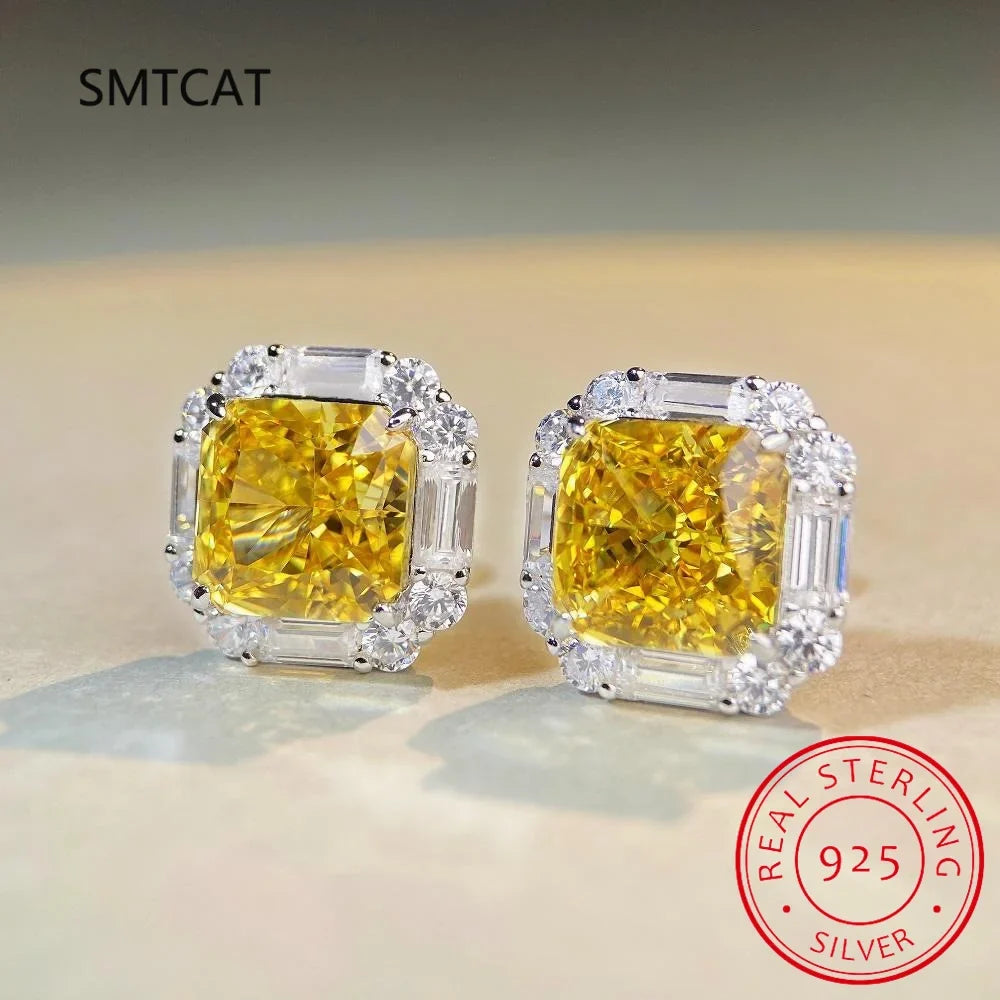 100% 925 Sterling Silver Citrine Stud Earrings | Fine Gemstone Jewelry