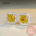 100% 925 Sterling Silver Citrine Stud Earrings | Fine Gemstone Jewelry