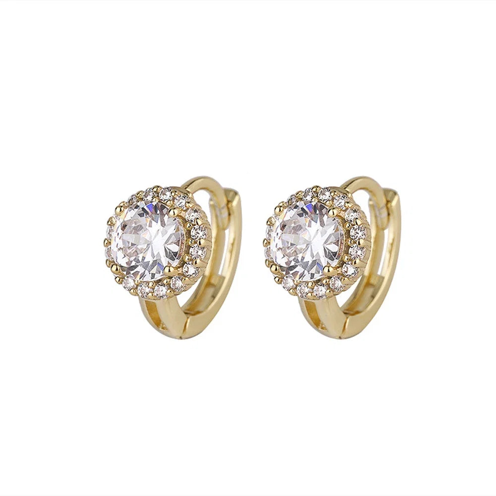 Huitan Cubic Zirconia Hoop Earrings | Dainty Fashion Jewelry for Women