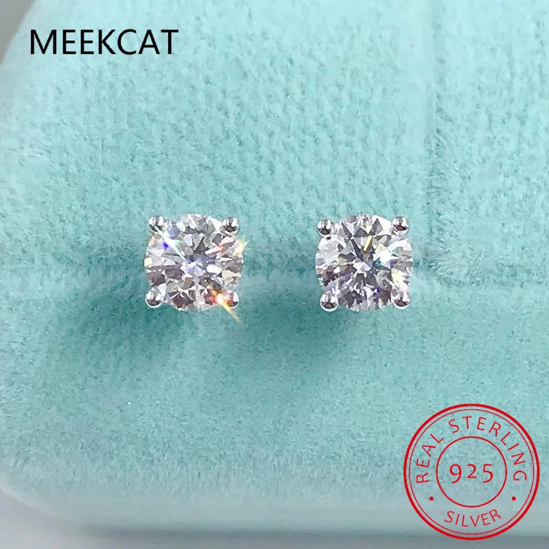 2.0ct Moissanite Stud Earrings for Women | 925 Sterling Silver Lab Grown Diamond Earrings