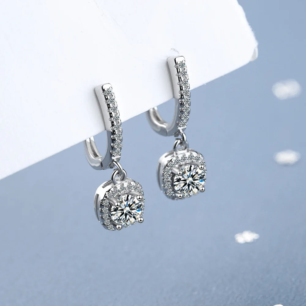 2CT Moissanite Huggie Hoop Earrings | Lab Created Diamond 925 Sterling Silver Dainty Hoop Dangle Earrings
