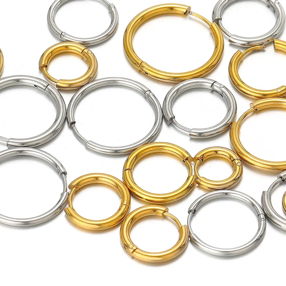 10pc 18K PVD Gold Plated Hoop Earrings Set | Unisex Punk Hip Hop Jewelry