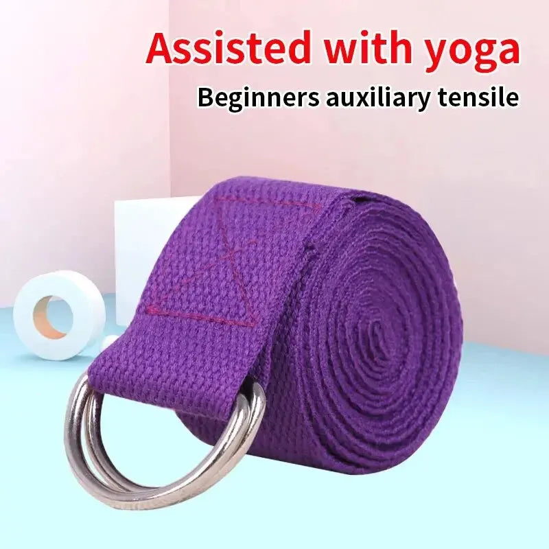 Cotton Yoga Strap | Adjustable D Ring Buckle Belt for Pilates and Dance