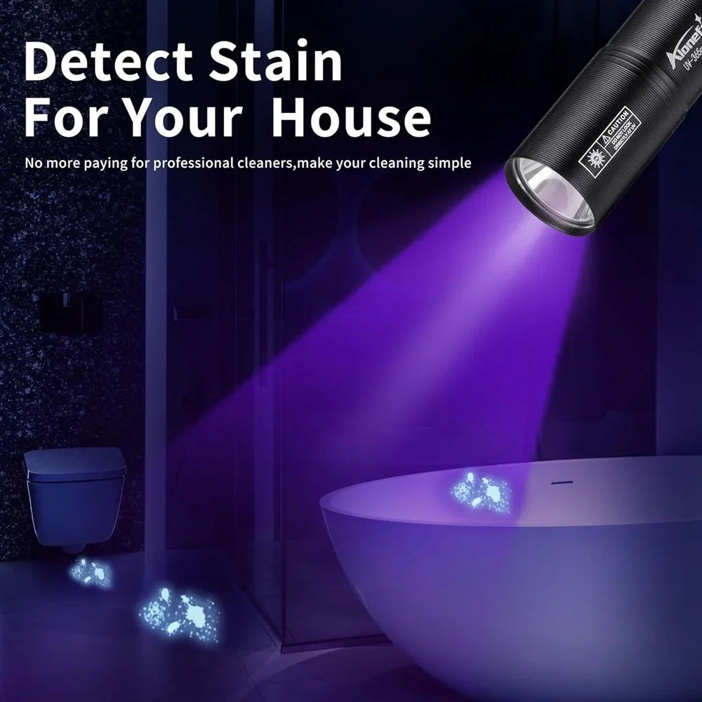 Mini 365nm UV Flashlight USB Rechargeable | Ultraviolet Nail Lamp Torch for Pet Urine, Scorpion, and Fluorescent Detection