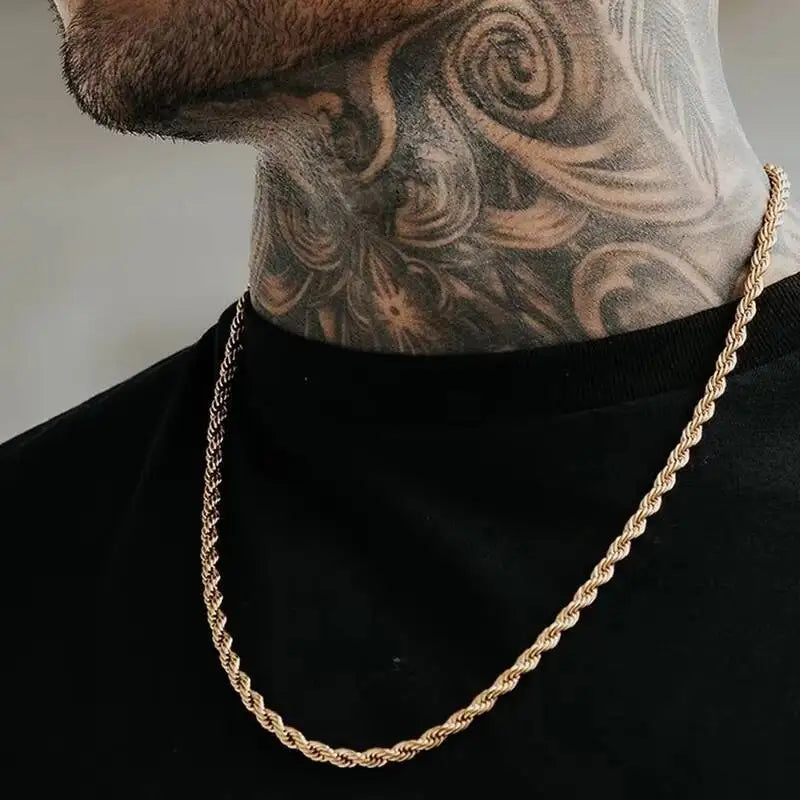 Vnox Twist Rope Chain Necklace for Men Women | Waterproof Stainless Steel Unisex Chain