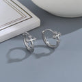 Silver Cross Hoop Earrings for Men and Women | Unisex CZ Crystal Punk Earrings