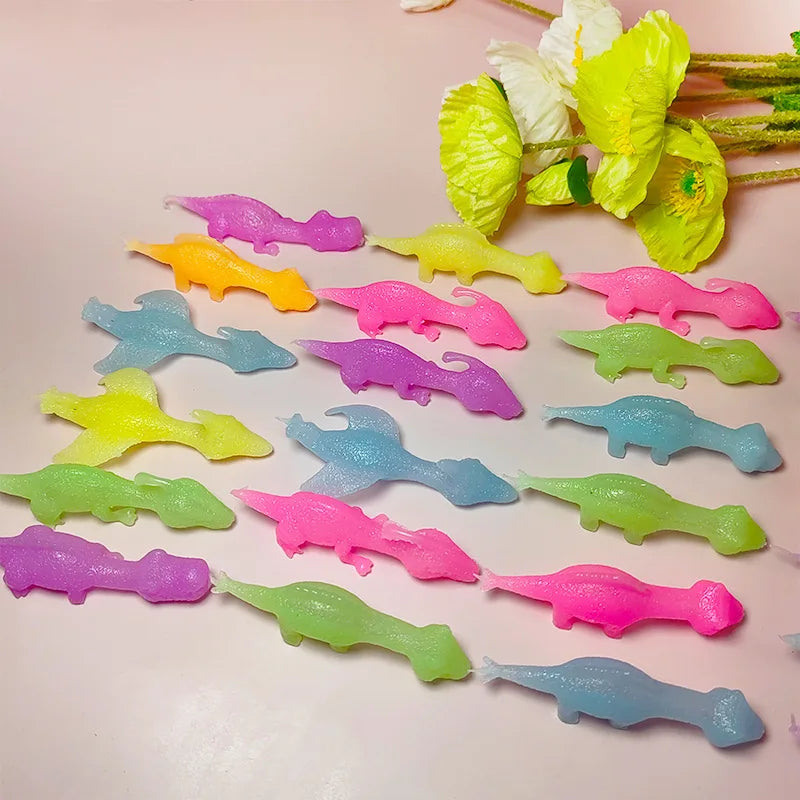 Colorful Finger Catapult Dinosaur Games | Glow in the Dark Party Favor Set