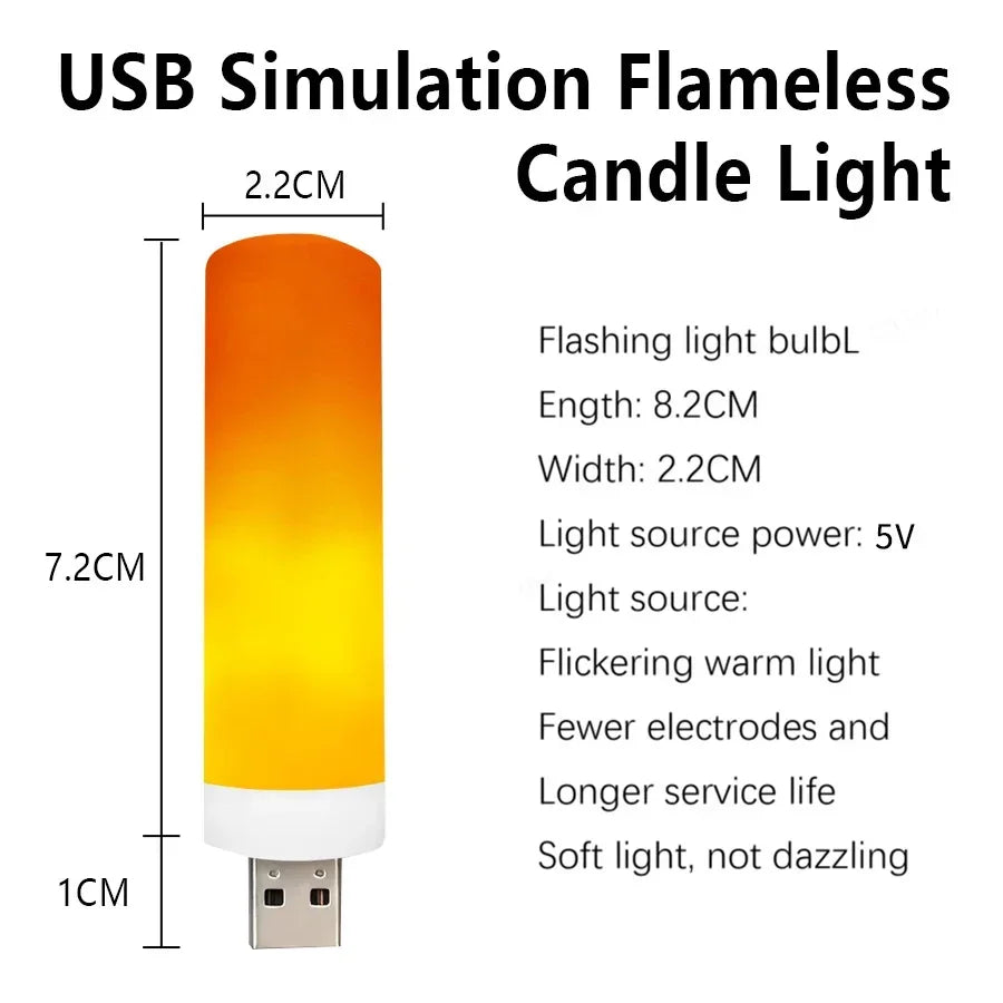 USB LED Flame Light Bulb | Simulated Candle Night Lamp