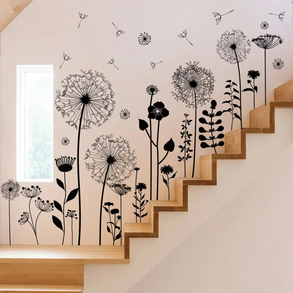 2pcs Dandelion Wall Sticker Set | Self-Adhesive Wall Decor for Bedroom Living Room