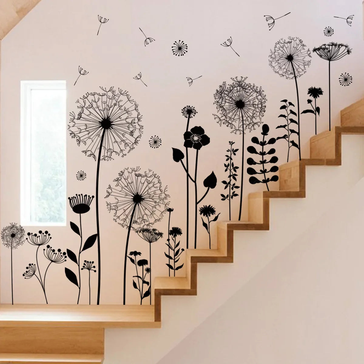 2pcs Dandelion Wall Sticker Set | Self-Adhesive Wall Decor for Bedroom Living Room