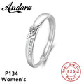Real 925 Sterling Silver Open Ring with AAA Zirconia | Adjustable Wedding Band